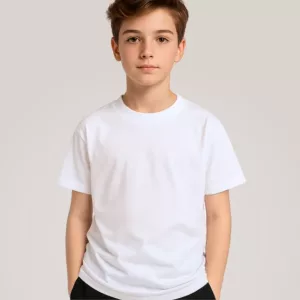 T-Shirt di Cotone Base a Maniche Corte per Bambini