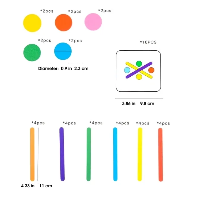 rainbow sticks game, matching game, educational game, educational toy