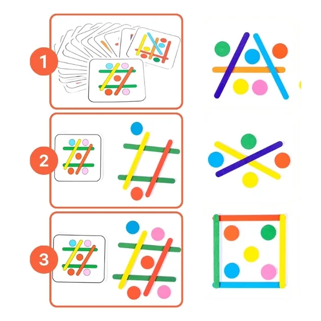 rainbow sticks game, matching game, educational game, educational toy