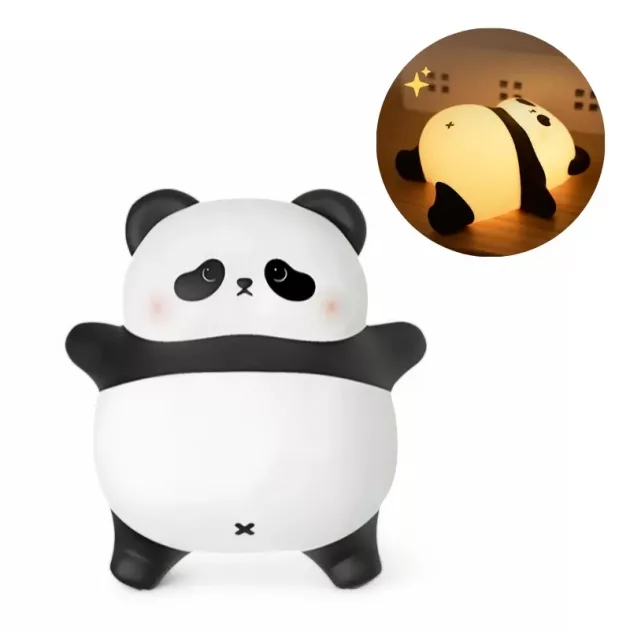 cute night light, night lamp, rechargeable night light, panda night light, squishy night light, silicone night light