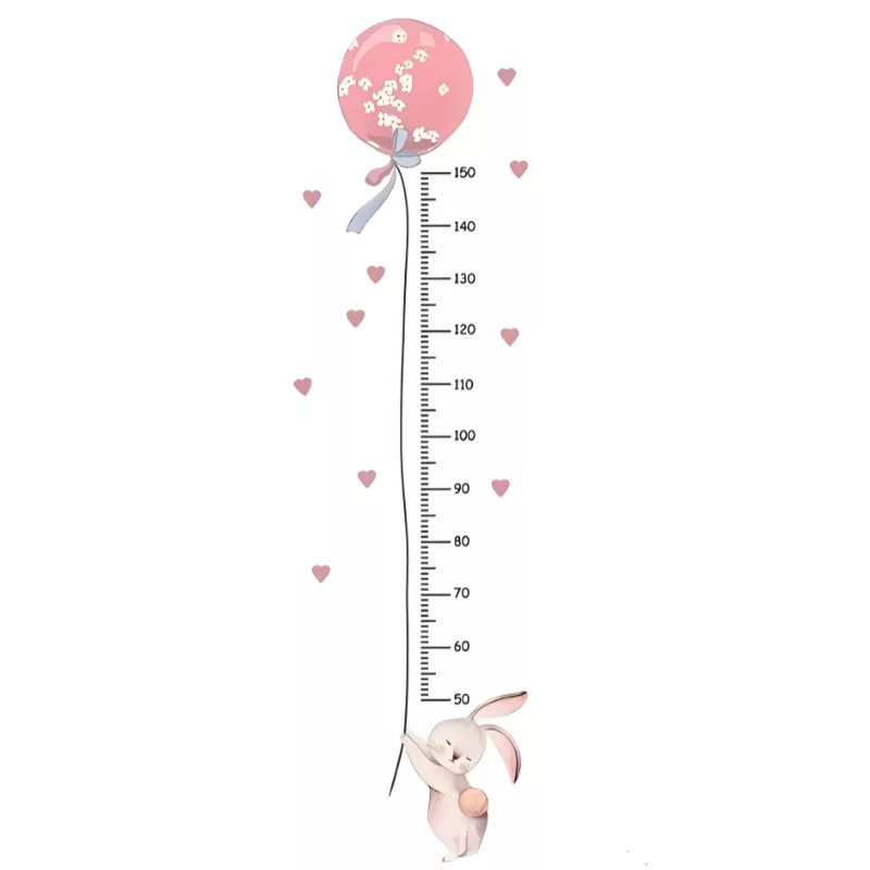 height chart, height chart wall sticker, height measurement chart, wall growth chart, pink rabbit height chart