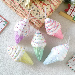 food christmas ornament, cute christmas tree ornament, christmas tree hanging decoration, cute christmas ornaments, ice cream ornaments