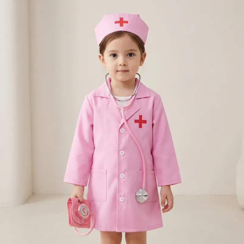 Set da dottore per gioco di ruolo con camice da infermiere medico per bambini