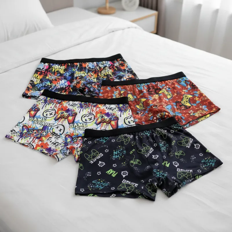 5 pz boxer-slip divertenti traspiranti per ragazzi