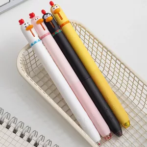 Penna Gel con Pollo Carino a Pressione Rotante, 4 Pezzi
