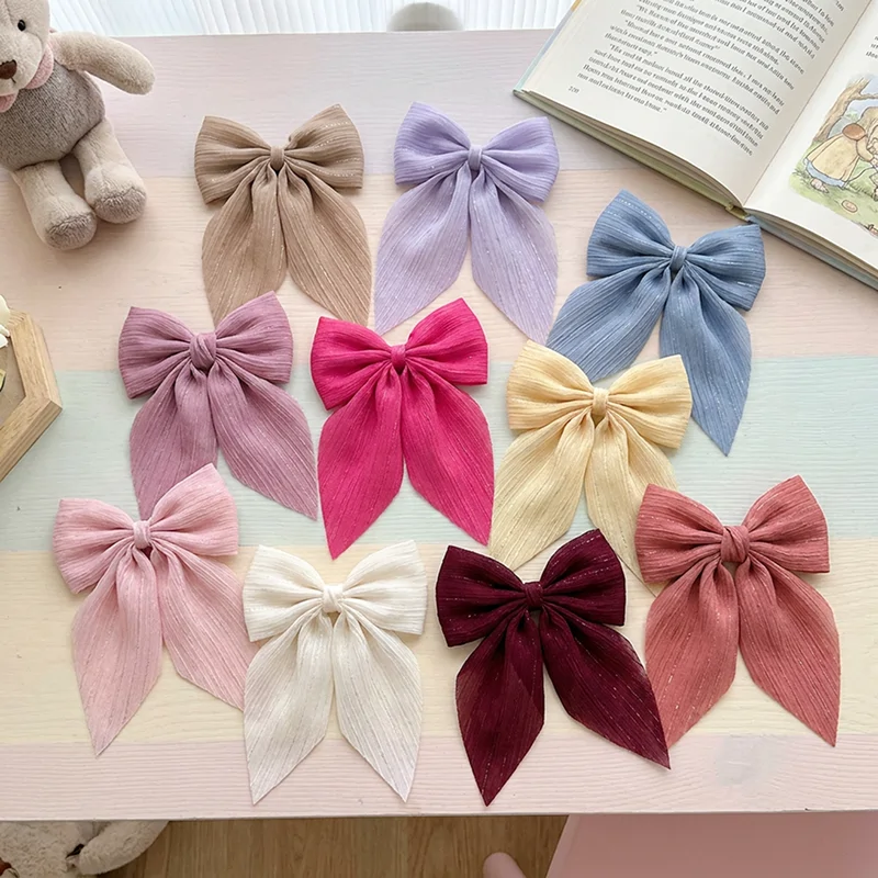 Set di 10 Graziose Mollette con Fiocco per Bambini