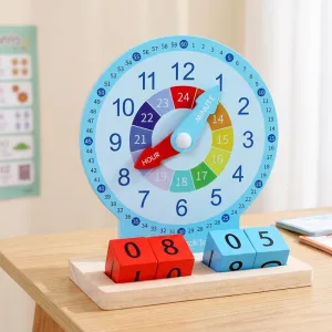 Giocattolo educativo Montessori interattivo con orologio per insegnare l'ora