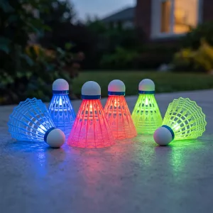 Set di 6 volani da badminton in nylon con luce LED brillante