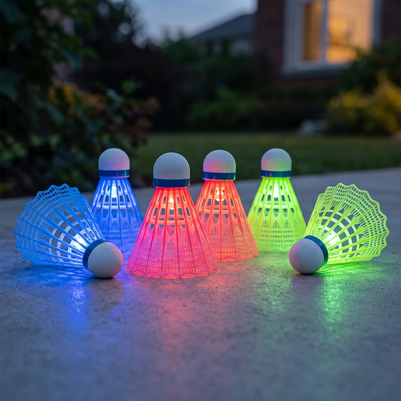 Set di 6 volani da badminton in nylon con luce LED brillante