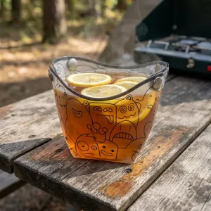 Ciotola da Picnic da Esterno Pieghevole con Clip e Bicchiere Pop-Up