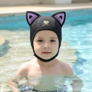 Cuffia da nuoto in neoprene con orecchie da gatto per bambini