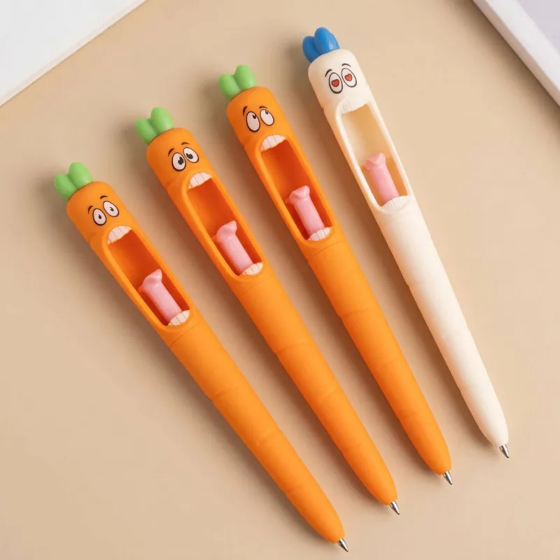 Set di 4 Penne Gel a Forma di Carota per Bambini