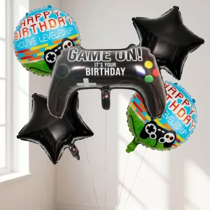 Set di 5 palloncini foil per feste a forma di controller per videogiochi