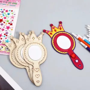 Kit artistico fai da te con 8 specchi in legno da dipingere per bambini