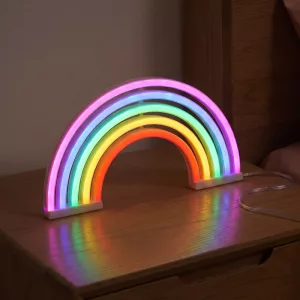 Lampada da comodino arcobaleno colorata, luce notturna al neon per bambini