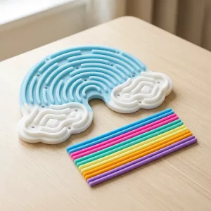 Tavola sensoriale per bambini con strisce in silicone arcobaleno