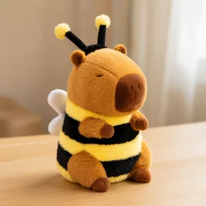 Simpatico giocattolo capibara ape in peluche, adorabile animale imbottito