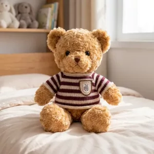 Simpatico orsacchiotto di peluche, adorabile animale imbottito giocattolo con maglione