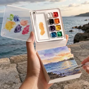Kit artistico portatile con libro per pittura ad acquerello per bambini