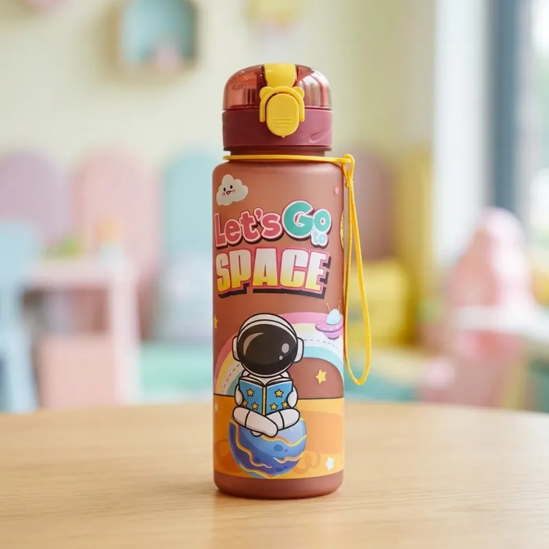 Borraccia antigoccia isolata con beccuccio per bambini a tema spaziale