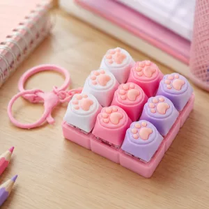 Portachiavi giocattolo antistress Pop-It sensoriale con zampetta carina e pulsanti per bambini