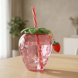 Graziosa Tazza con Cannuccia a Forma di Fragola per Bambini