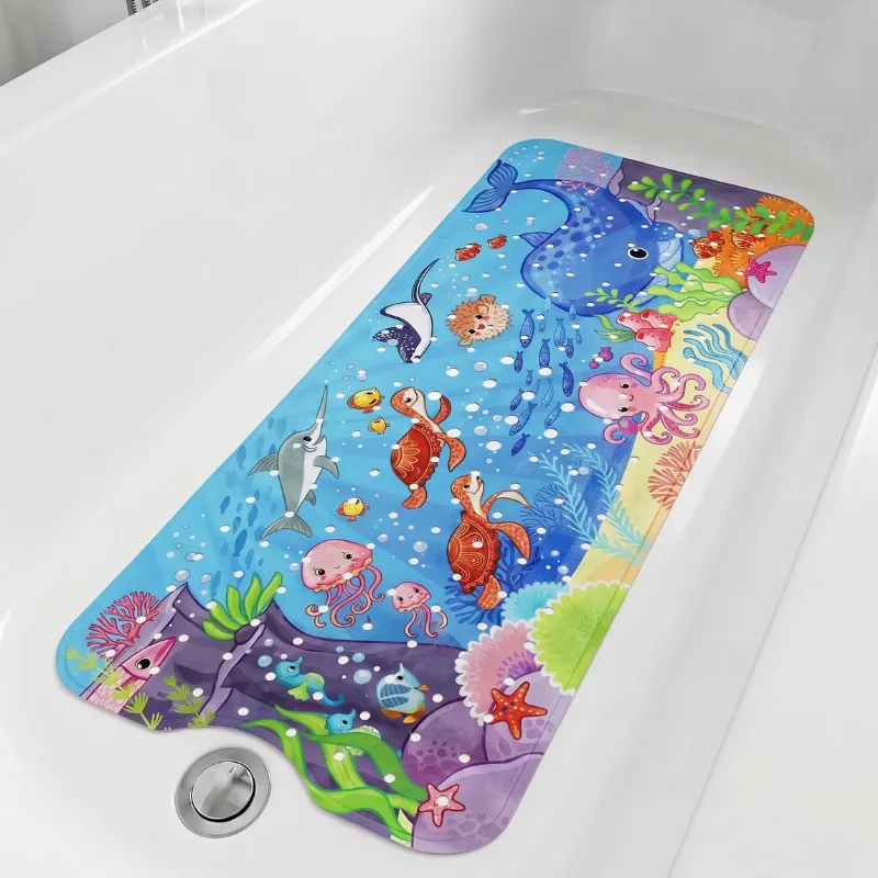 Tappetino morbido antiscivolo super assorbente per vasca da bagno con vita marina