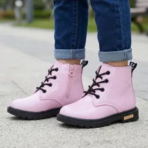 Eleganti stivali in peluche con lacci, scarpe antiscivolo impermeabili per bambini