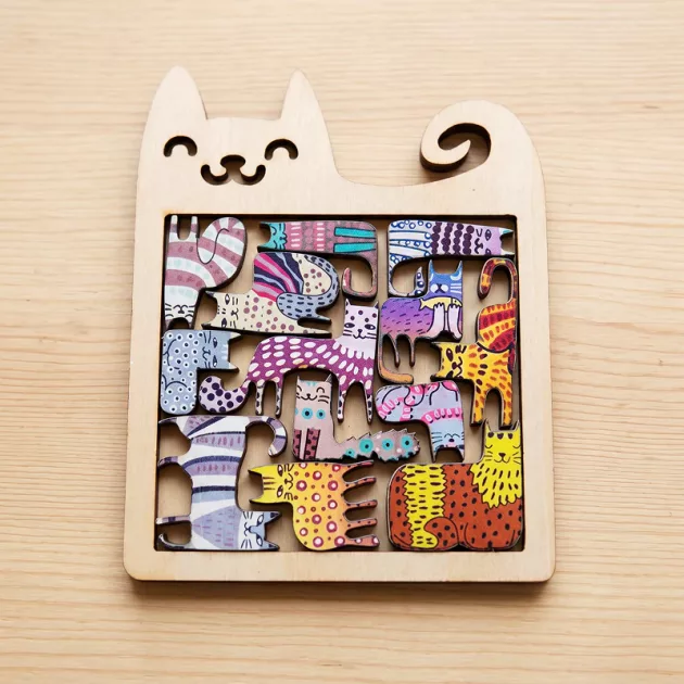 wooden cat puzzle