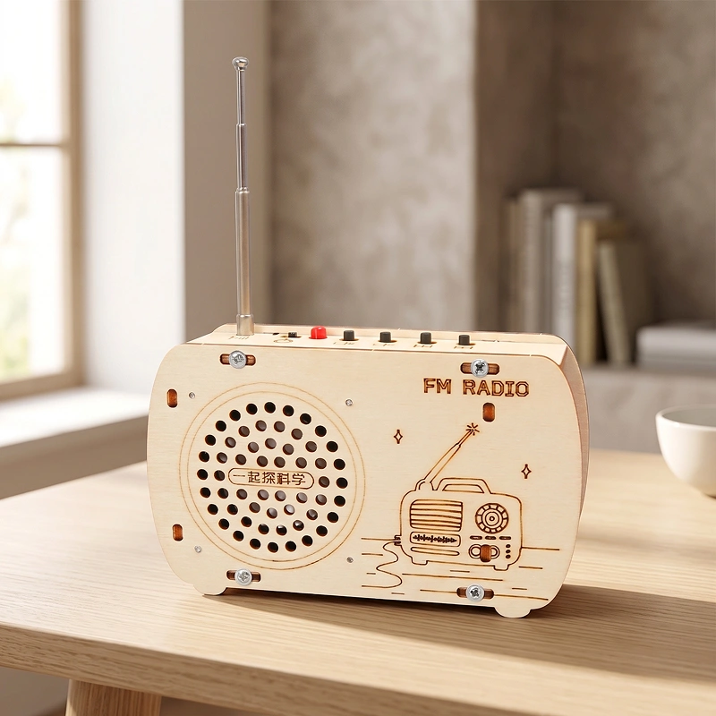 Kit radio retrò in legno fai da te, giocattolo educativo da assemblare per bambini