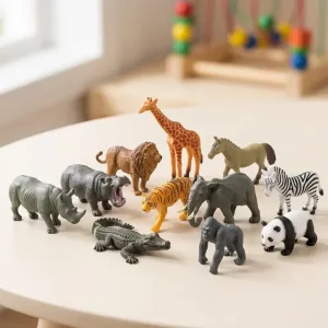 Set di 12 statuette giocattolo di animali selvatici della giungla per bambini