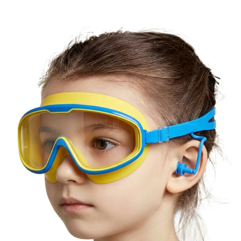Occhialini da nuoto antiappannamento in silicone con tappi per orecchie per bambini
