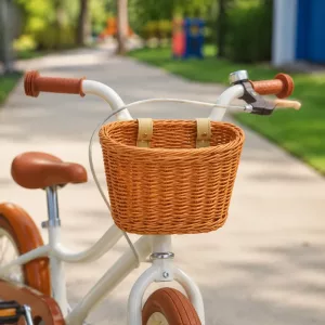 Cestino anteriore in vimini per manubrio bici per bambini
