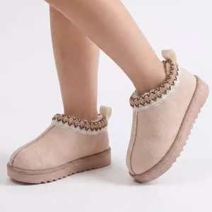 Stivaletti alla caviglia morbidi e felpati slip-on antiscivolo, scarpe calde con suola spessa per bambini