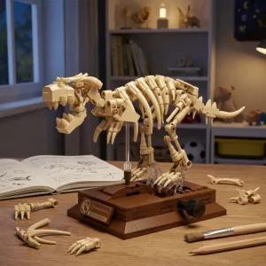 Giocattolo di assemblaggio con mattoncini da costruzione di fossili di dinosauro per bambini