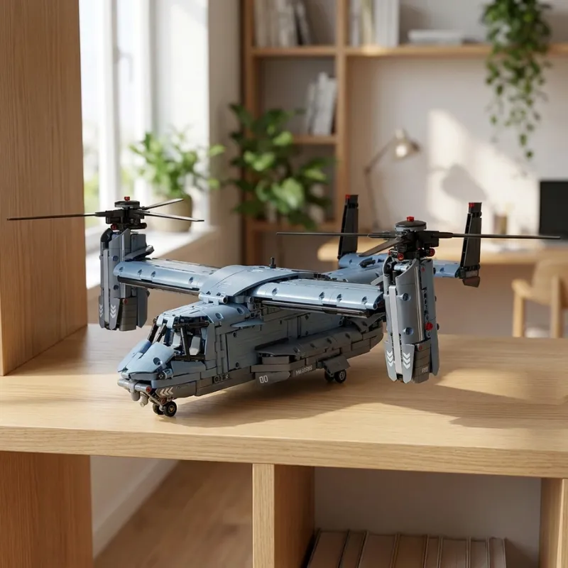 Giocattolo per bambini con blocchi da costruzione fai-da-te per assemblare un modello di aeromobile elicottero