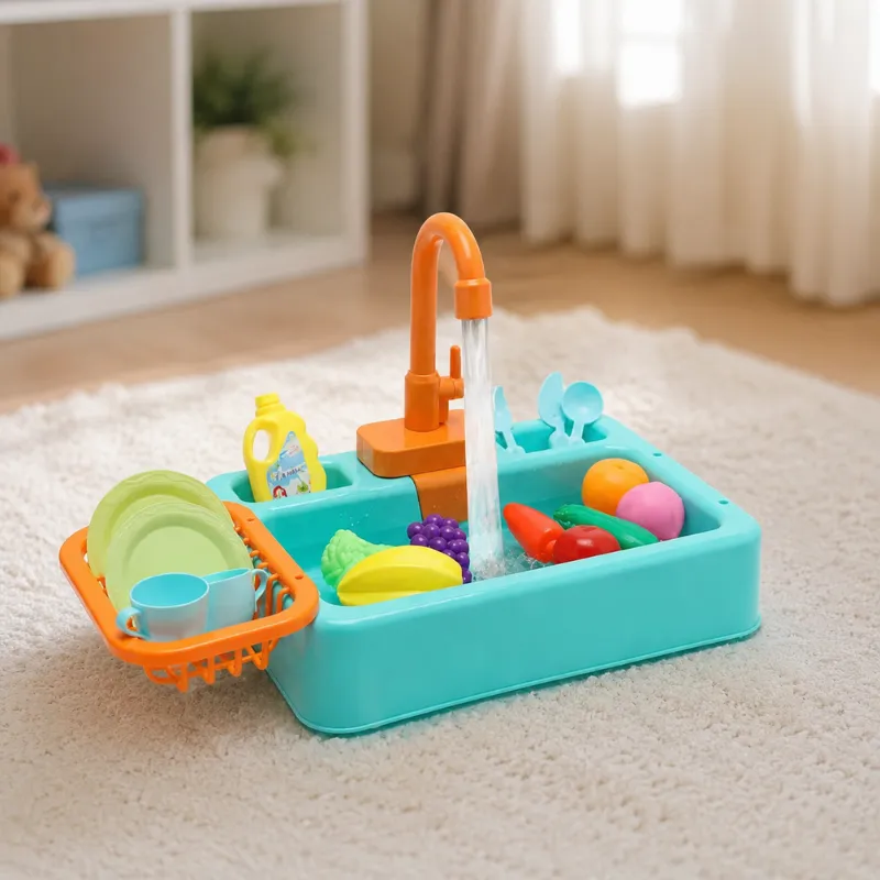 Giocattolo lavello da cucina per bambini con acqua corrente per gioco di finzione